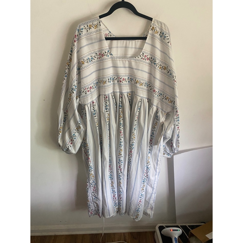 White Floral-Striped Mini Dress